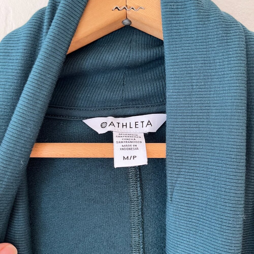 Athleta Forest Green Draped Open-Front Cardigan - Picture 3 of 8